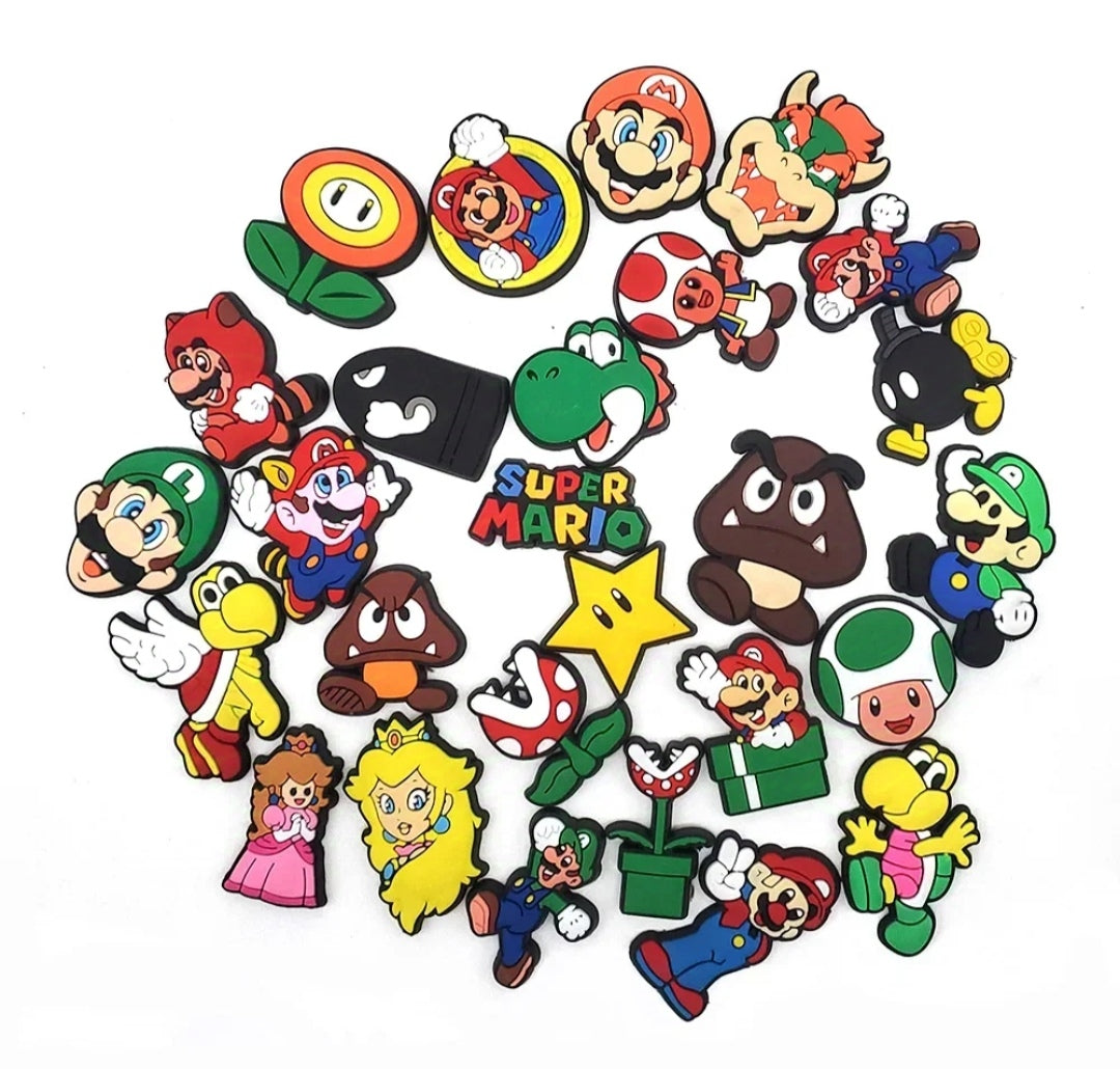 Dijes Charms Pins para Zapatos Crocs Nintendo Mario Bros 27uds.