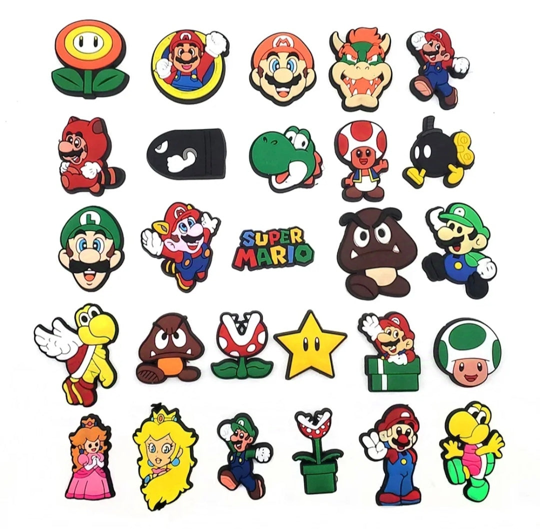 Dijes Charms Pins para Zapatos Crocs Nintendo Mario Bros 27uds.