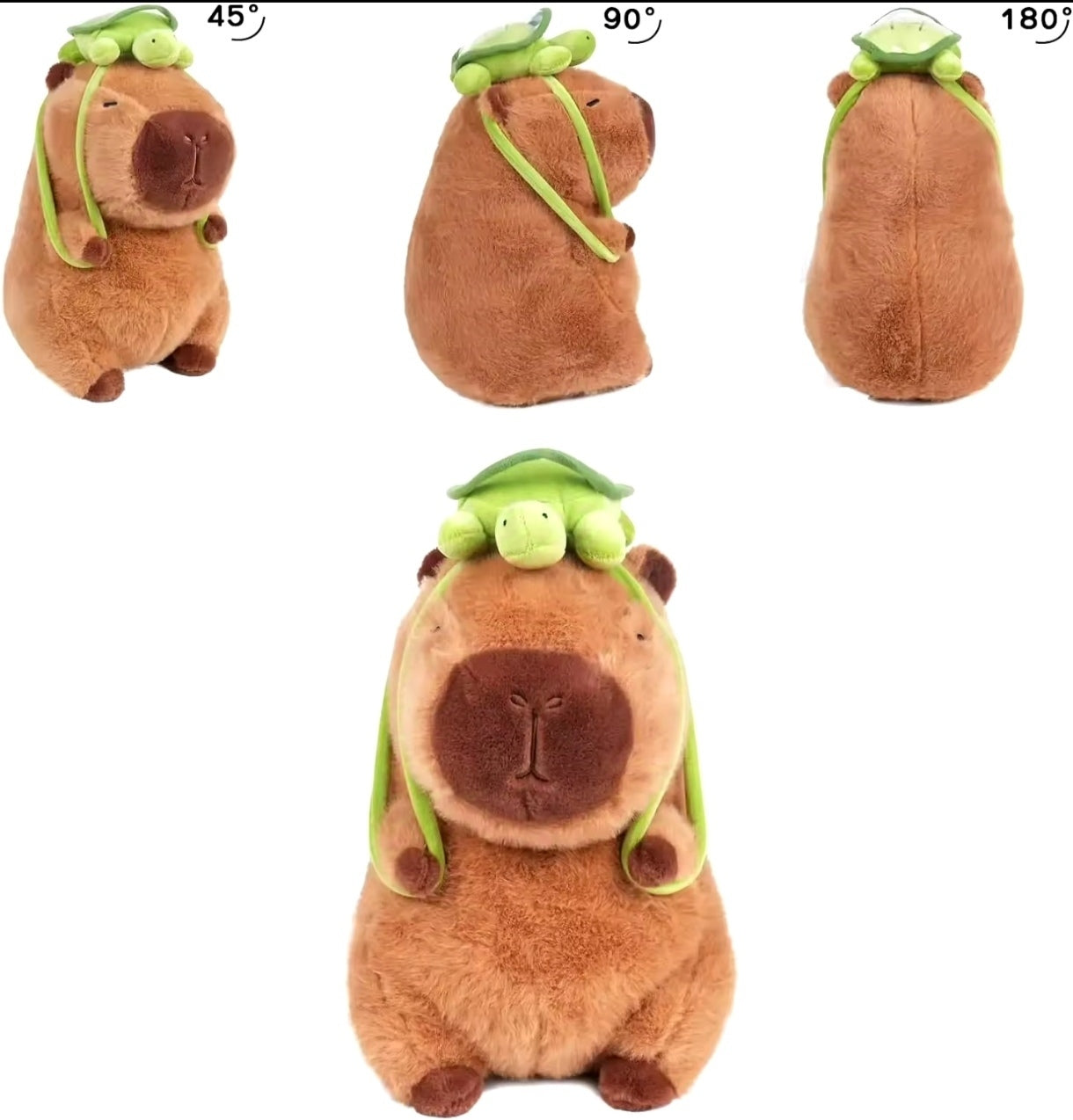 Peluche Muñeco de Capybara con Mochila Tortuga