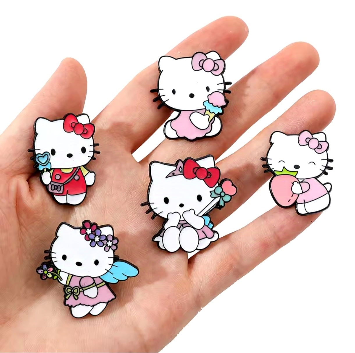 Pins Broches Alfileres Insignias de Metal Para Ropa de Hello Kitty 5uds.