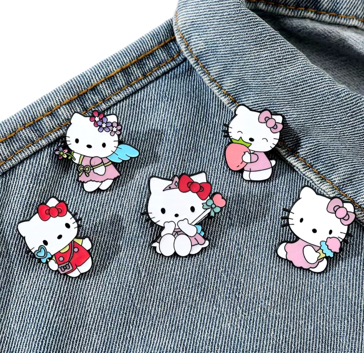 Pins Broches Alfileres Insignias de Metal Para Ropa de Hello Kitty 5uds.