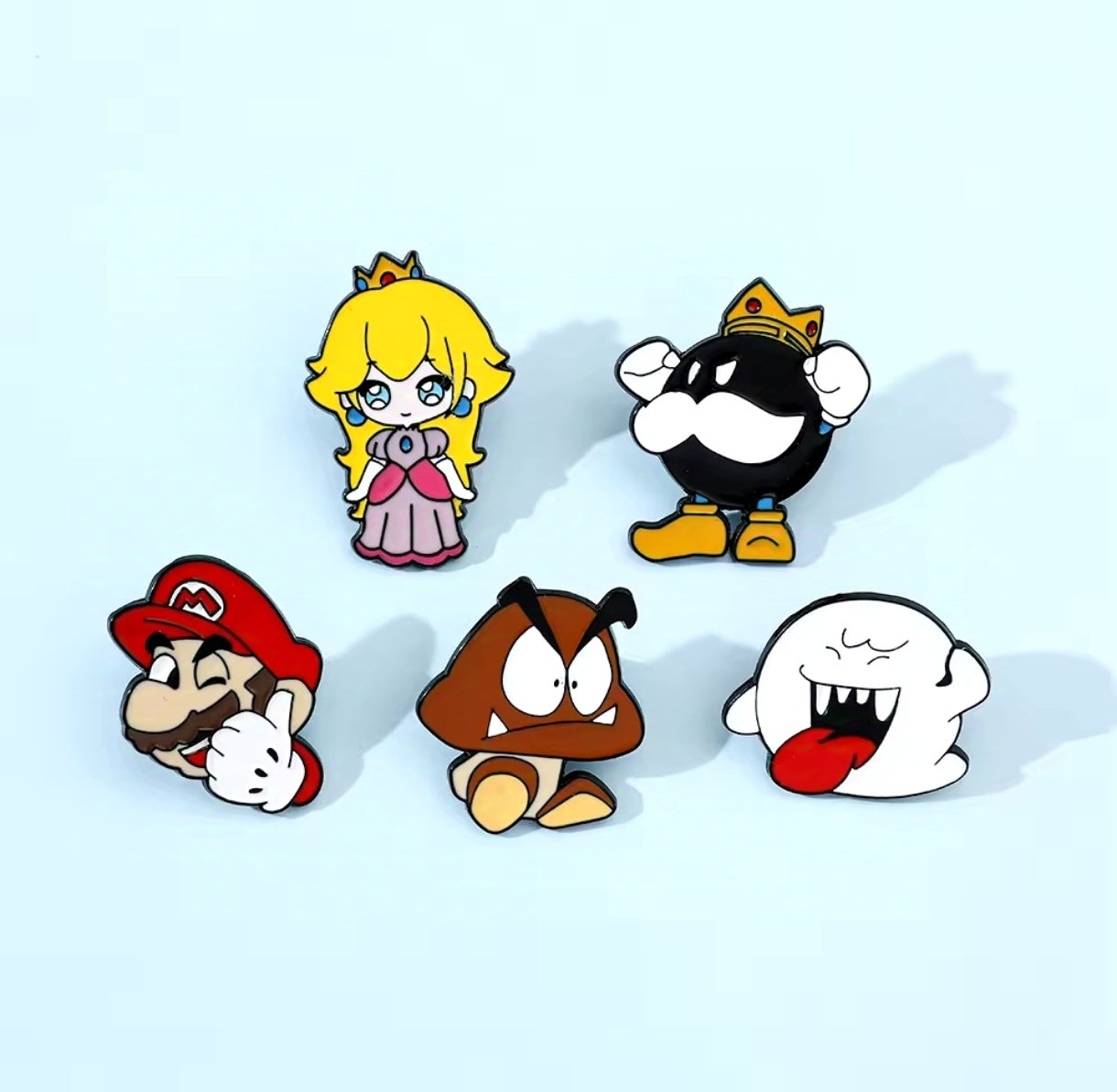 Pins Broches Alfileres Insignias de Metal Para Ropa de Mario Bros 5uds.