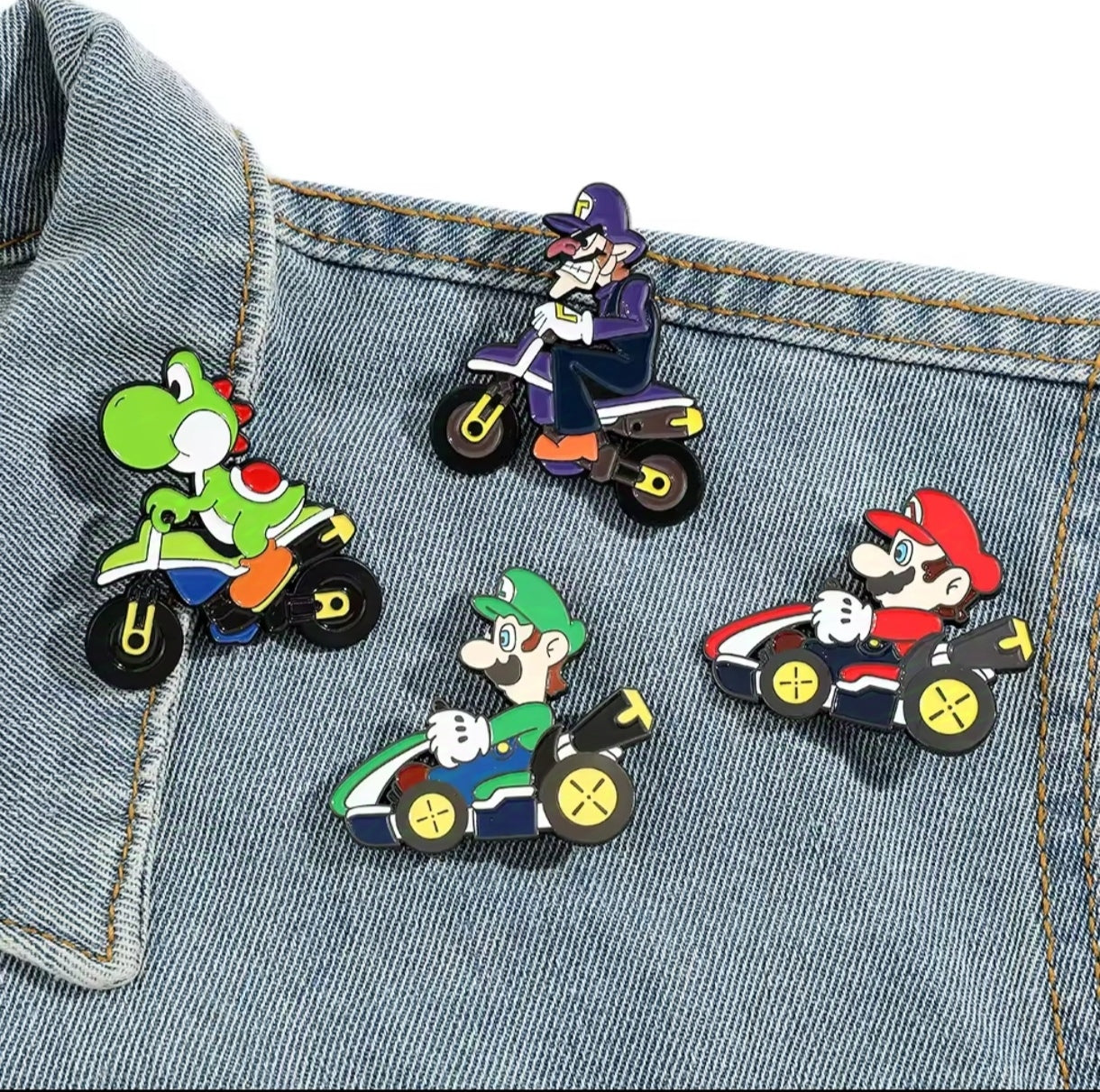 Pins Broches Alfileres Insignias de Metal Para Ropa de Mario Kart 4uds.