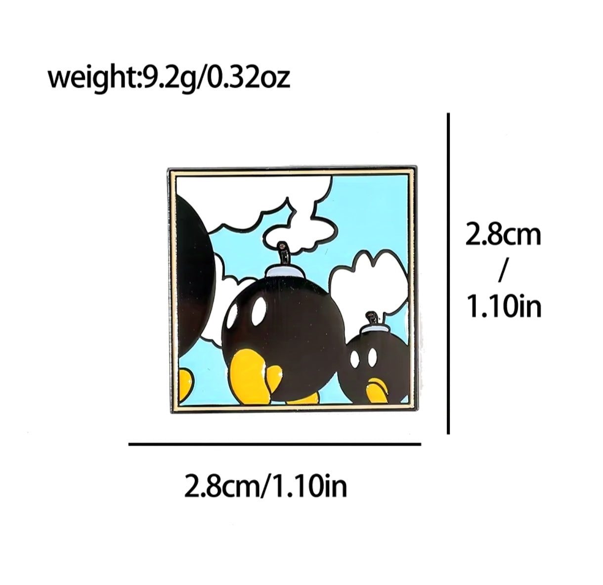 Pins Broches Alfileres Insignias de Metal Para Ropa de Yoshi y Bomba 2uds.