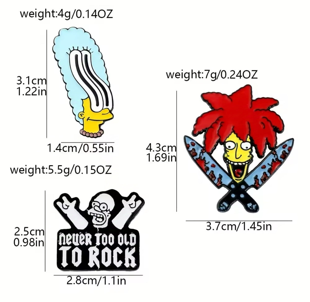 Pins Broches Alfileres Insignias de Metal Para Ropa de Homero Los Simpsons 8uds.
