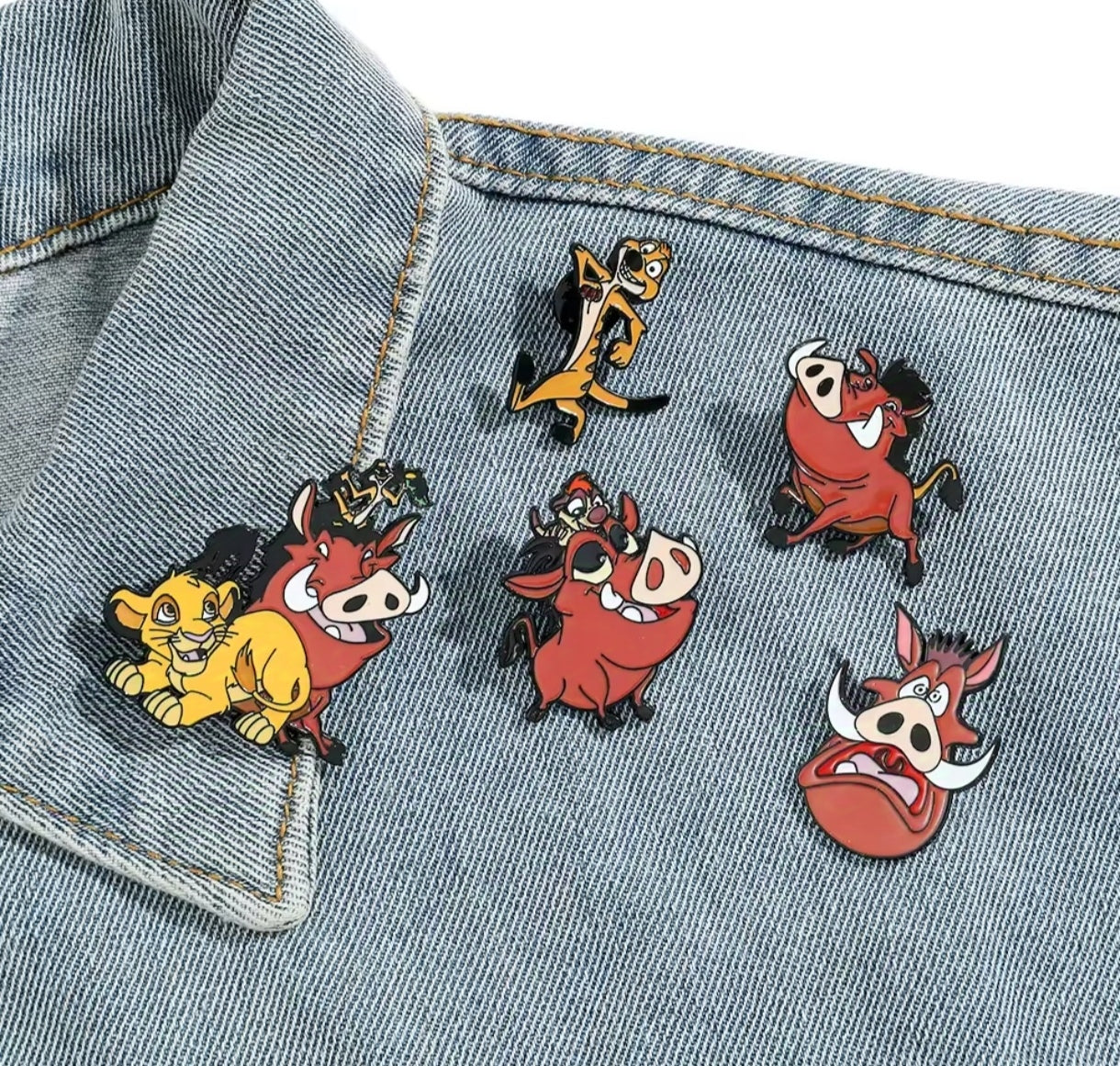 Pins Broches Alfileres Insignias de Metal Para Ropa de Timon y Pumba Rey Leon 5uds.