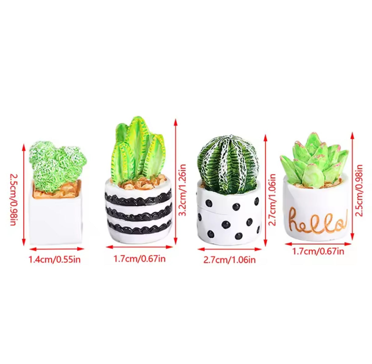 Mini Macetas de Plantas Cactus Florero Miniatura 4uds.