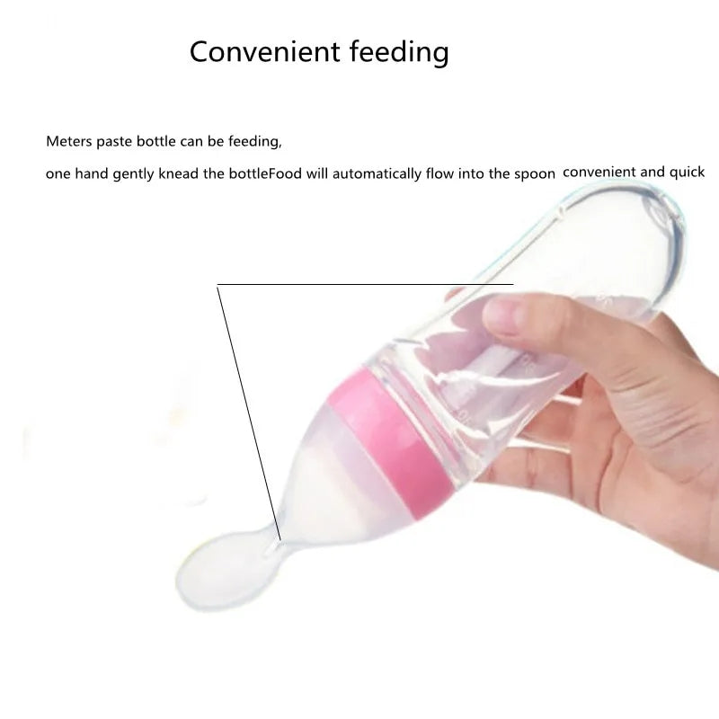 Cuchara Dispensadora Apretable de Silicona Alimentación Celeste