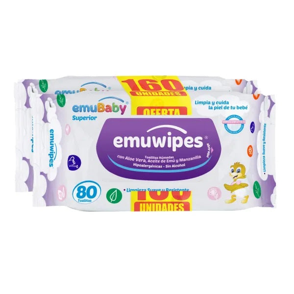 Toallas Húmedas Emubaby Superior Pack x 2 160uds.