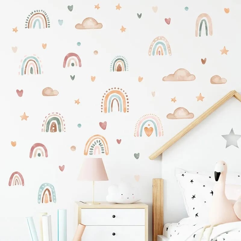 Stickers Pegatinas Decorativas Arcoiris Nubes Estrellas