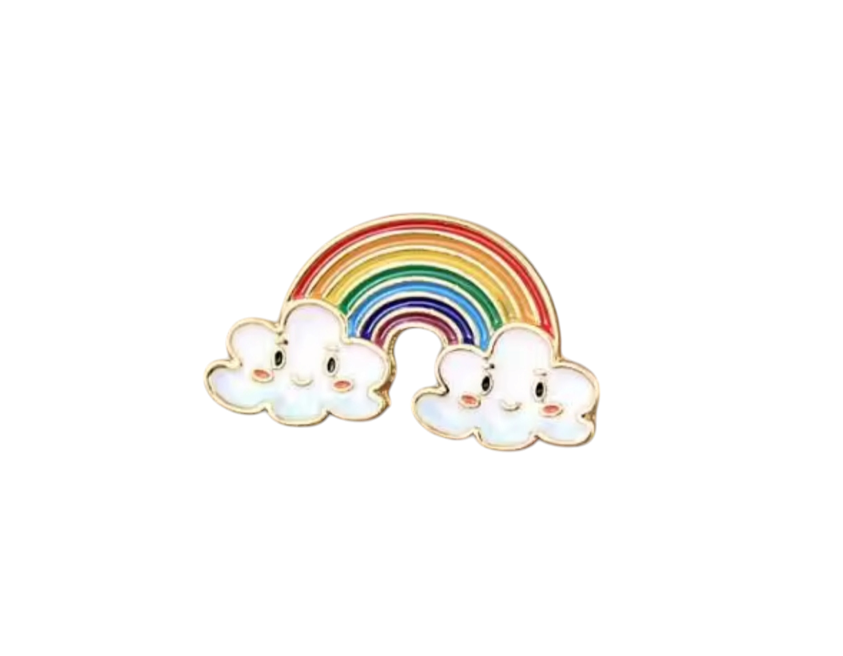Pin Broche Alfiler Insignia de Metal Para Ropa de Arcoiris con Nubes