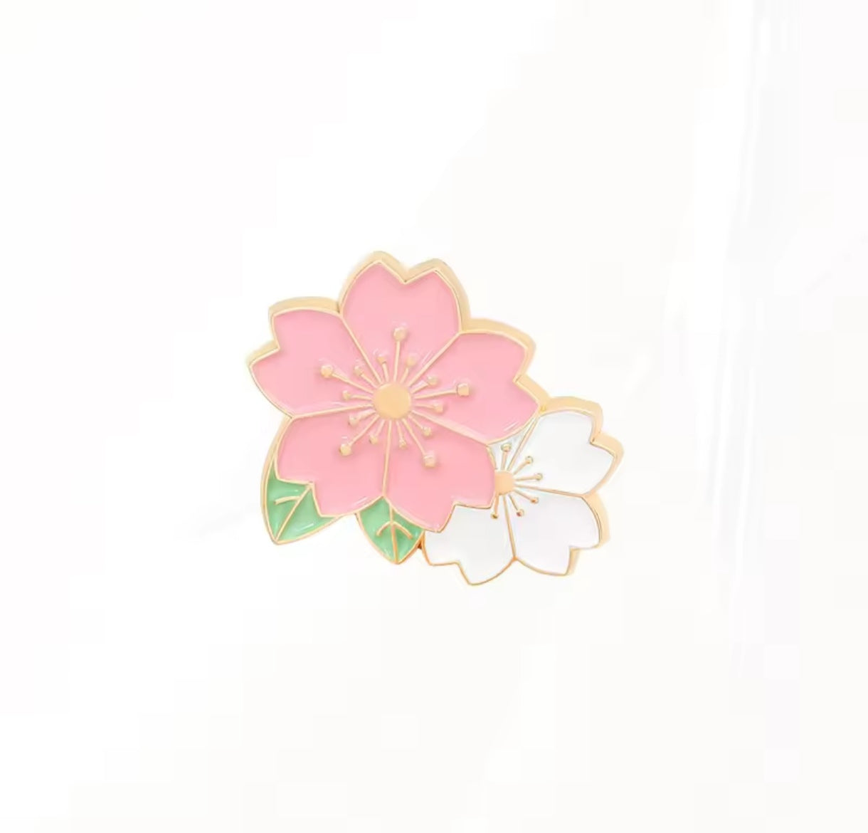 Pin Broche Alfiler Insignia de Metal Para Ropa de Flores Rosa y Blanca