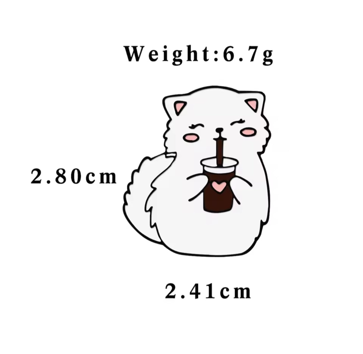 Pin Broche Alfiler Insignia de Metal Para Ropa de Gato Blanco