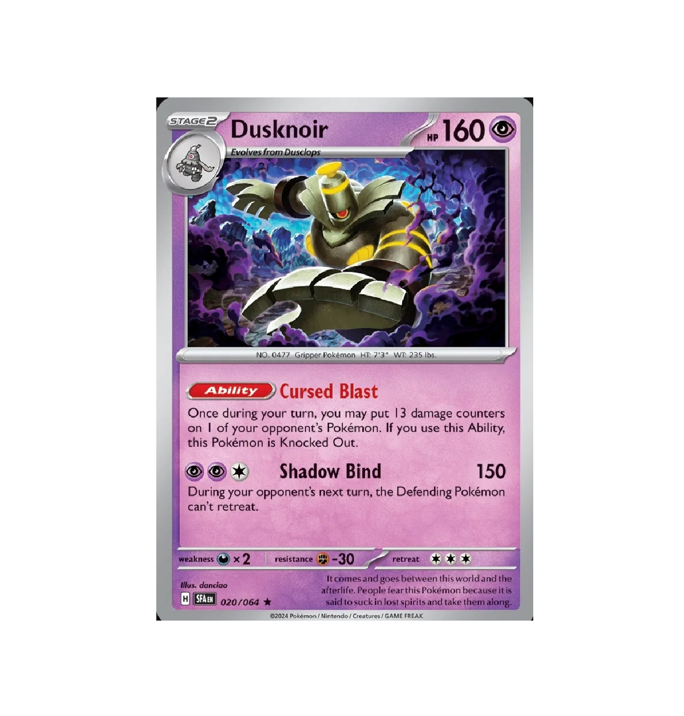 Carta Single Pokemon Dusknoir en Ingles