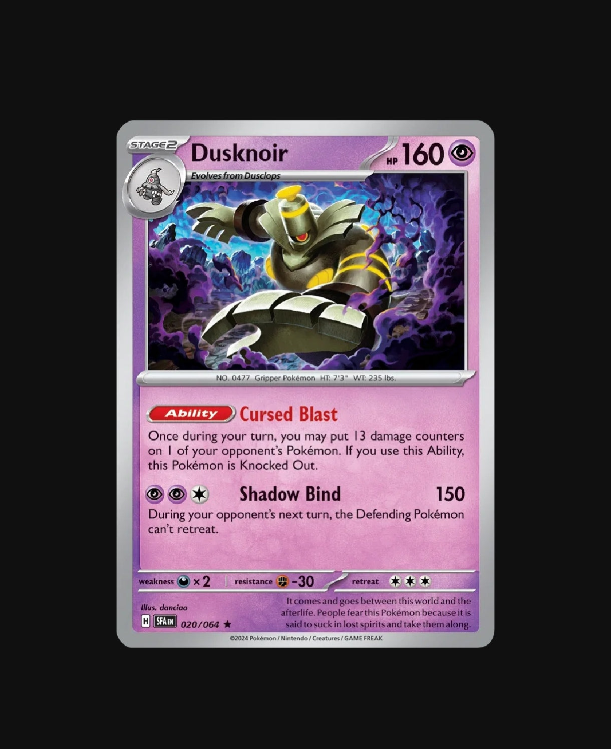 Carta Single Pokemon Dusknoir en Ingles