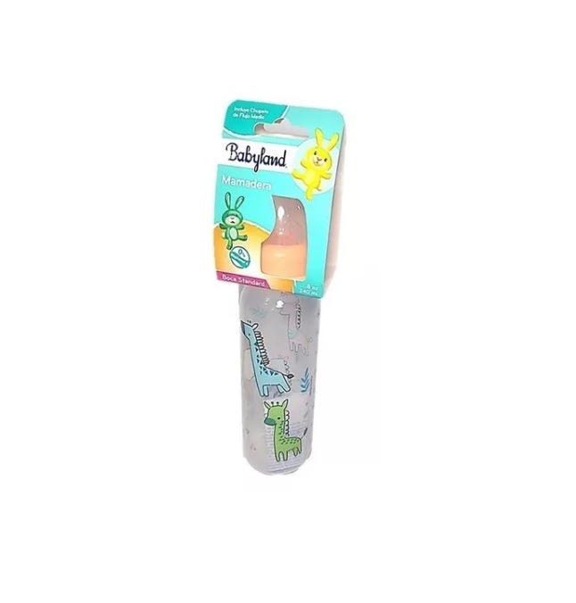 Mamadera 🍼 Boca Standard Babyland 240ml. Naranja