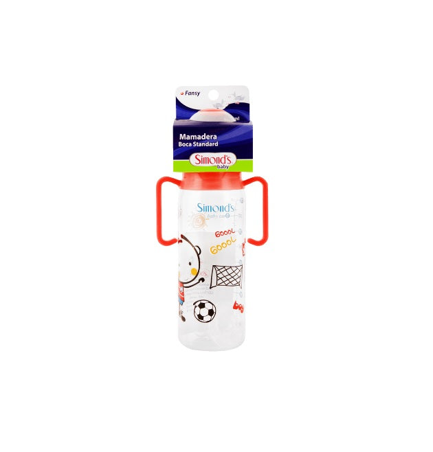 Mamadera 🍼 Simonds Boca Standard con Asas 270ml. Naranja