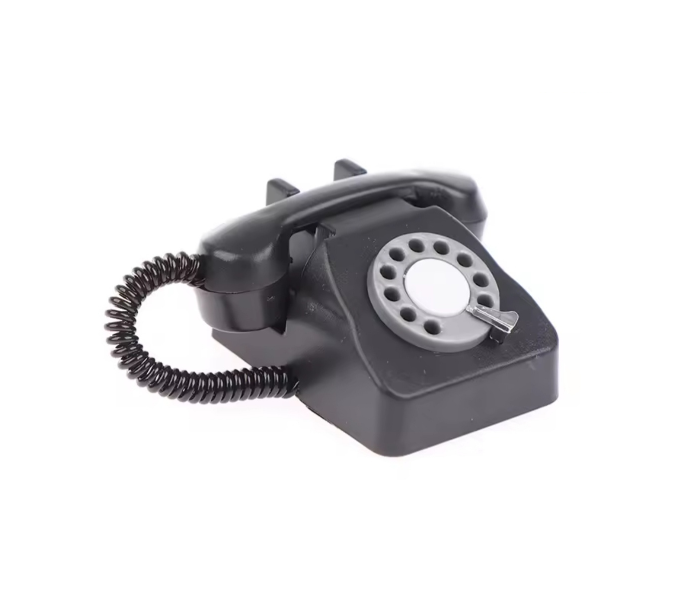 Mini Telefono Fijo Retro Casa de Muñecas Negro