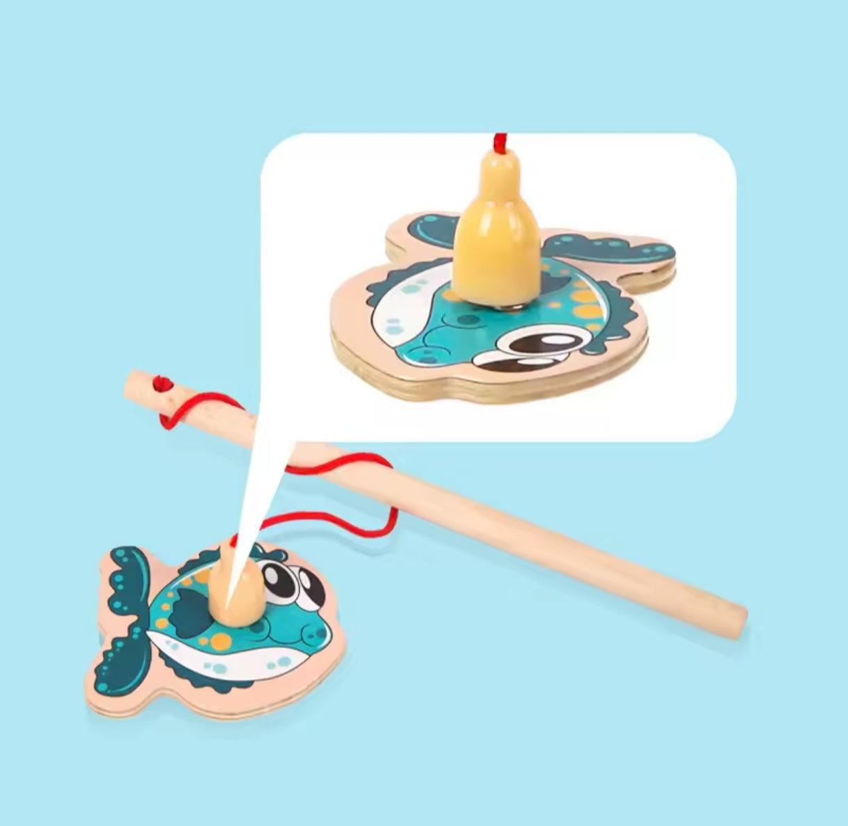 Juego de Pesca Milagrosa 2 Cañas Magneticas de Madera y 31 Peces