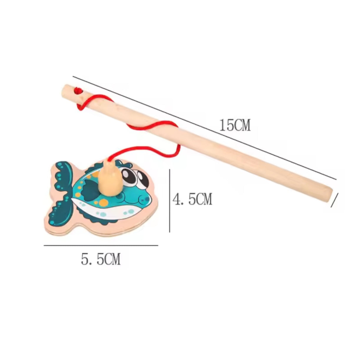 Juego de Pesca Milagrosa 2 Cañas Magneticas de Madera y 31 Peces