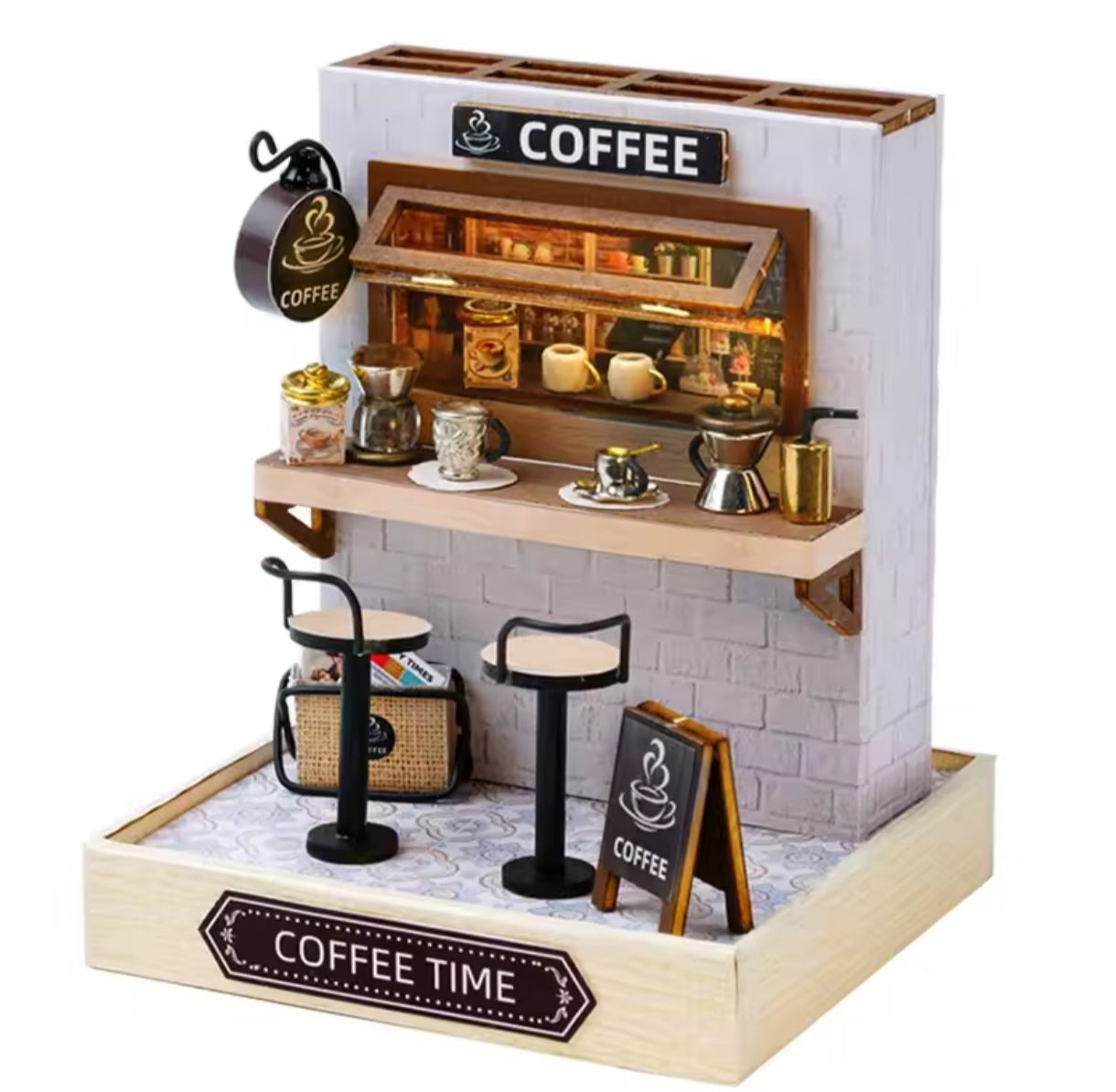 Rompecabezas 3D Mini Casa de Muñecas DIY Cafeteria