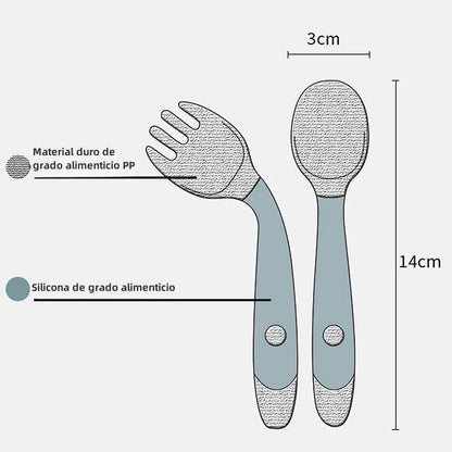 Cubiertos de Entrenamiento Tenedor Cuchara de Silicona