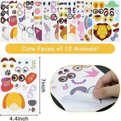 Stickers Pegatinas Rompecabezas DIY Cara de Animales 12 Hojas