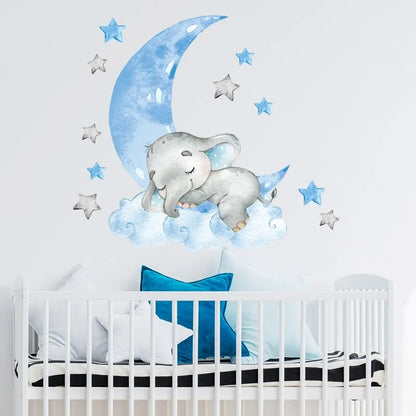 Sticker Vinilo Decorativo para la Pared Elefante Durmiente Luna