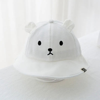 Sombrero Gorro Bebé con Orejas Osito Blanco Talla S