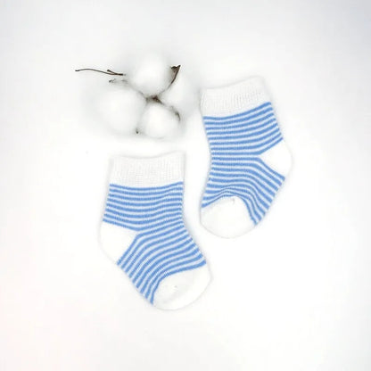 Conjunto de 5 Pares de Calcetines Rallas Azules 0 - 6 Meses