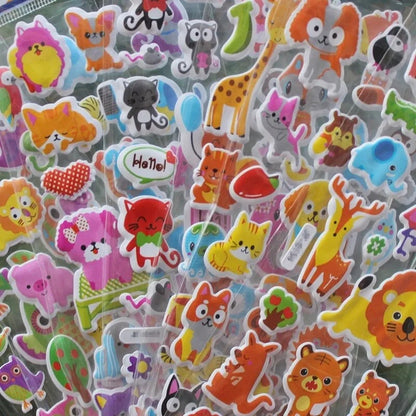 Stickers Pegatinas con Relieve Animales Dibujos Animados 6 Hojas