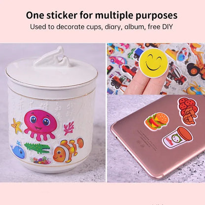 Stickers Pegatinas con Relieve Animales Dibujos Animados 6 Hojas