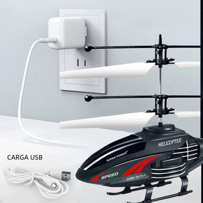 Juguete Helicóptero con Luz Led Suspención con Sensor Carga Usb