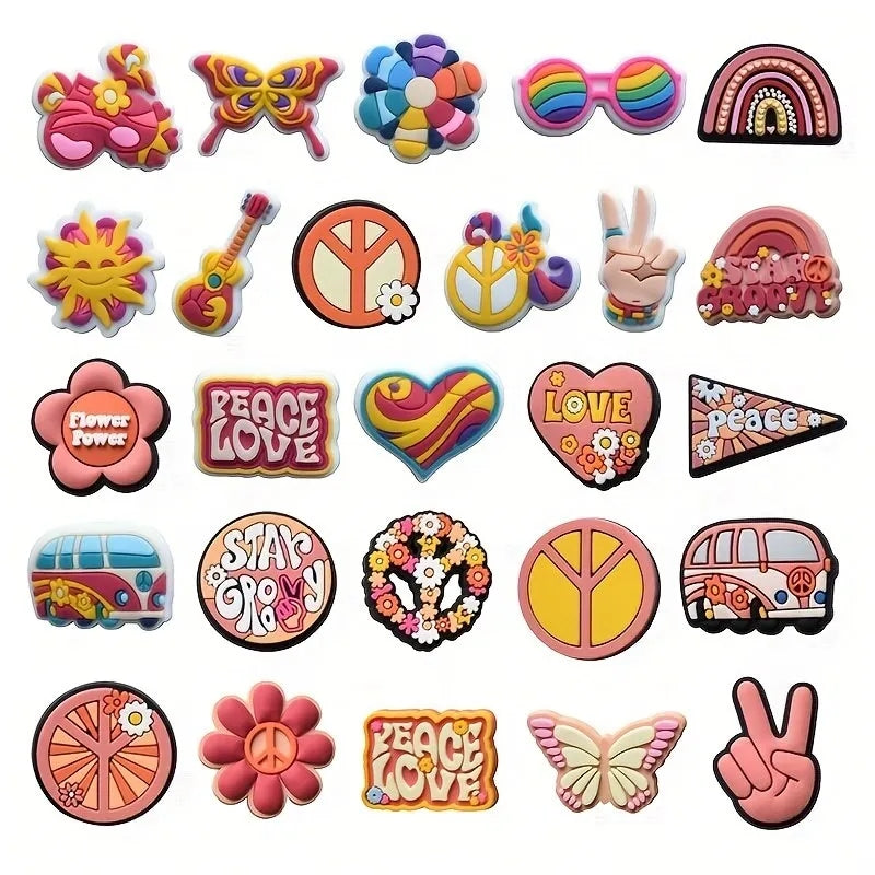 Dijes Charms Pins para Zapatos Crocs Peace & Love 26uds.