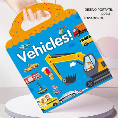 Libro Impermeable con Stickers y Pegatinas de Vehiculos