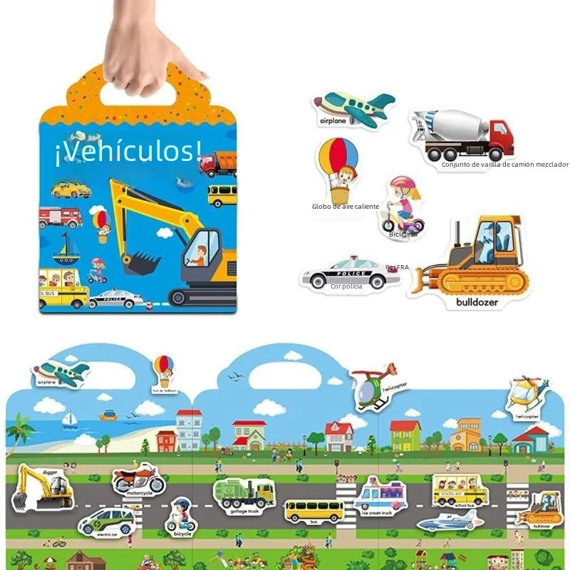 Libro Impermeable con Stickers y Pegatinas de Vehiculos