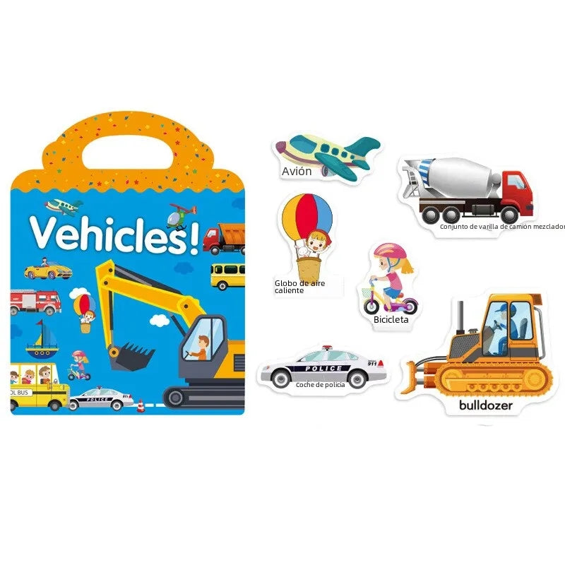 Libro Impermeable con Stickers y Pegatinas de Vehiculos