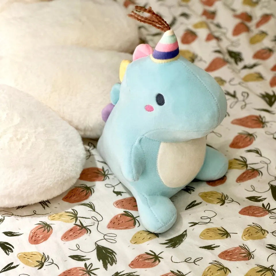 Peluche Muñeco de Dinosaurio Unicornio Celeste