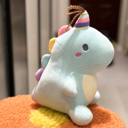 Peluche Muñeco de Dinosaurio Unicornio Celeste