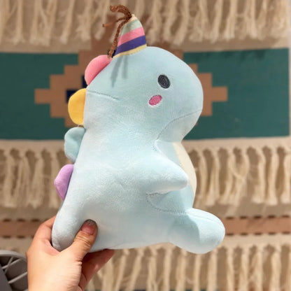 Peluche Muñeco de Dinosaurio Unicornio Celeste