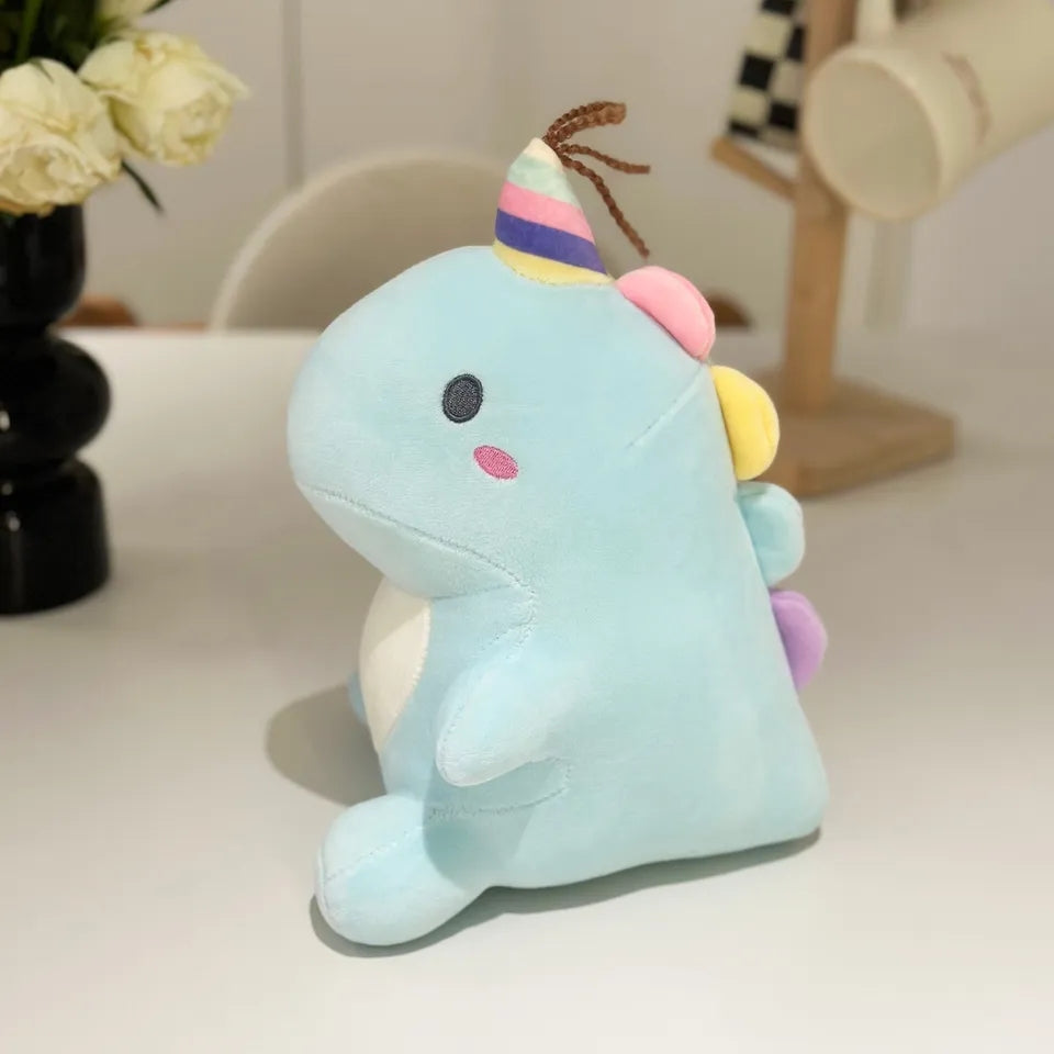 Peluche Muñeco de Dinosaurio Unicornio Celeste