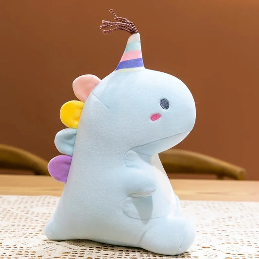 Peluche Muñeco de Dinosaurio Unicornio Celeste