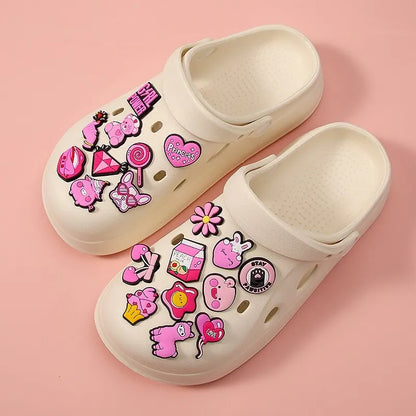 Dijes Charms Pins Bonitos Rosados para Zapatos Crocs 19uds.