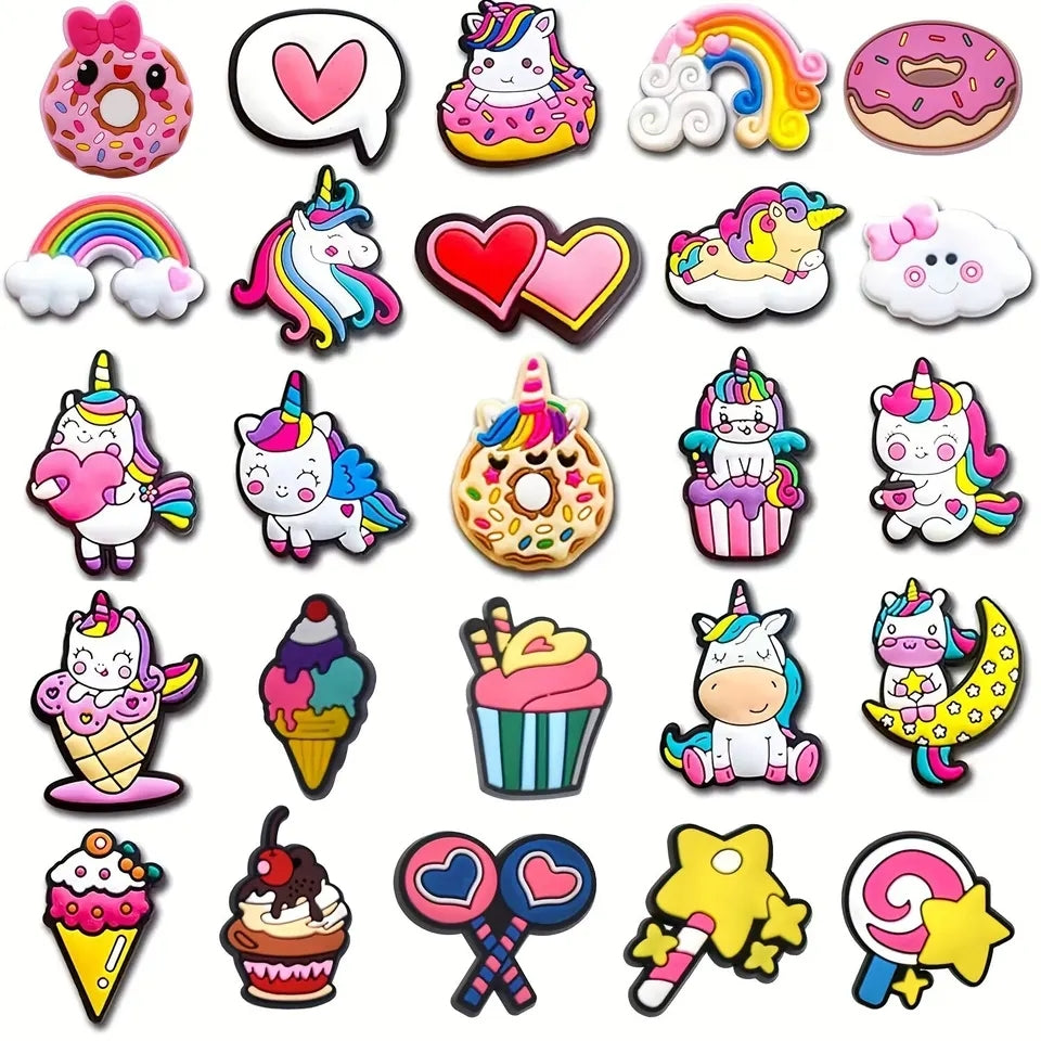 Dijes Charms Pins de Unicornios para Zapatos Crocs 25uds.