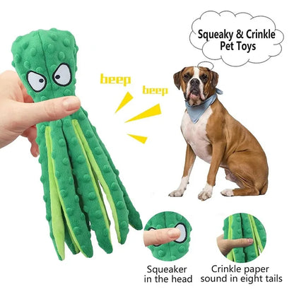 Juguete de Peluche de Pulpo para Masticar Perros Verde