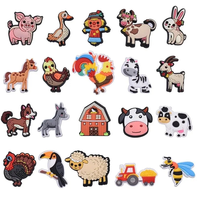 Dijes Charms Pins para Zapatos Crocs de Animales de la Granja 20uds.