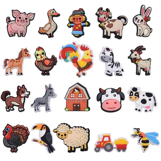 Dijes Charms Pins para Zapatos Crocs de Animales de la Granja 20uds.