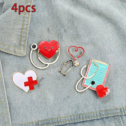 Pins Broches Alfileres Insignias de Metal Para Ropa de Salud Medicina 4uds.