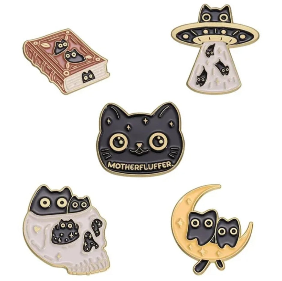 Pins Broches Alfileres Insignias de Metal Para Ropa de Gatos 5uds.