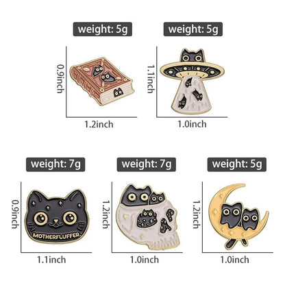 Pins Broches Alfileres Insignias de Metal Para Ropa de Gatos 5uds.